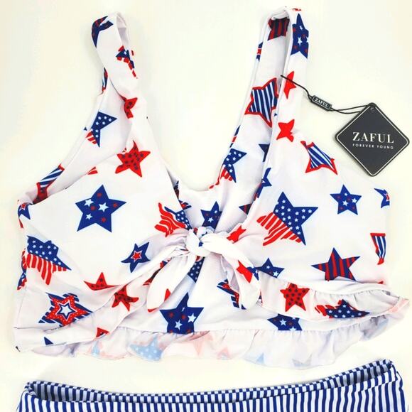 NWT Zaful Red, White & Blue Bikini size 8 - Picture 3 of 11